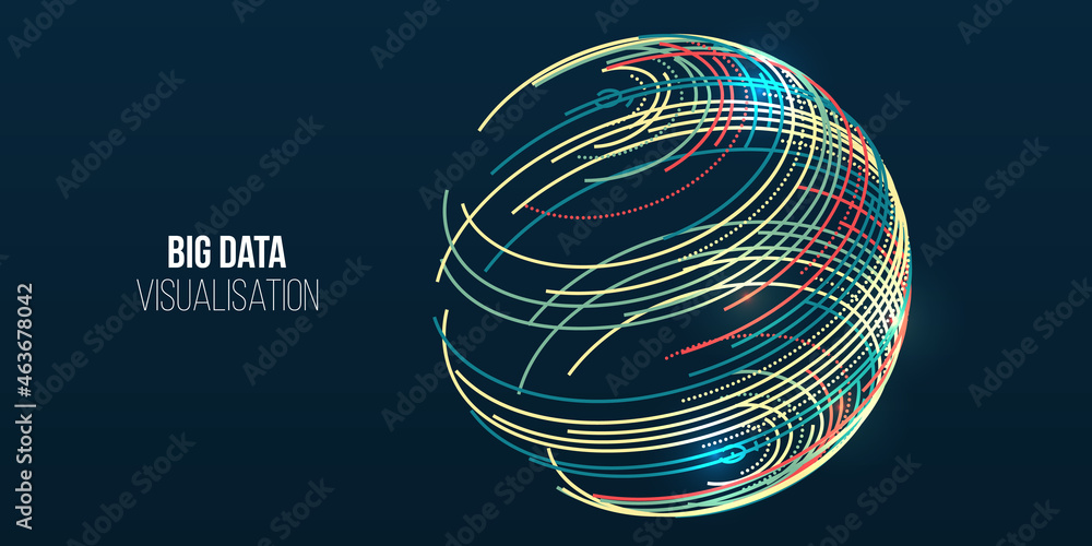 Vector technology background. Big data visualization. Abstract stream information with circles array and binary code. Information analytics concept. Filtering machine algorithms. Sorting data. - obrazy, fototapety, plakaty 