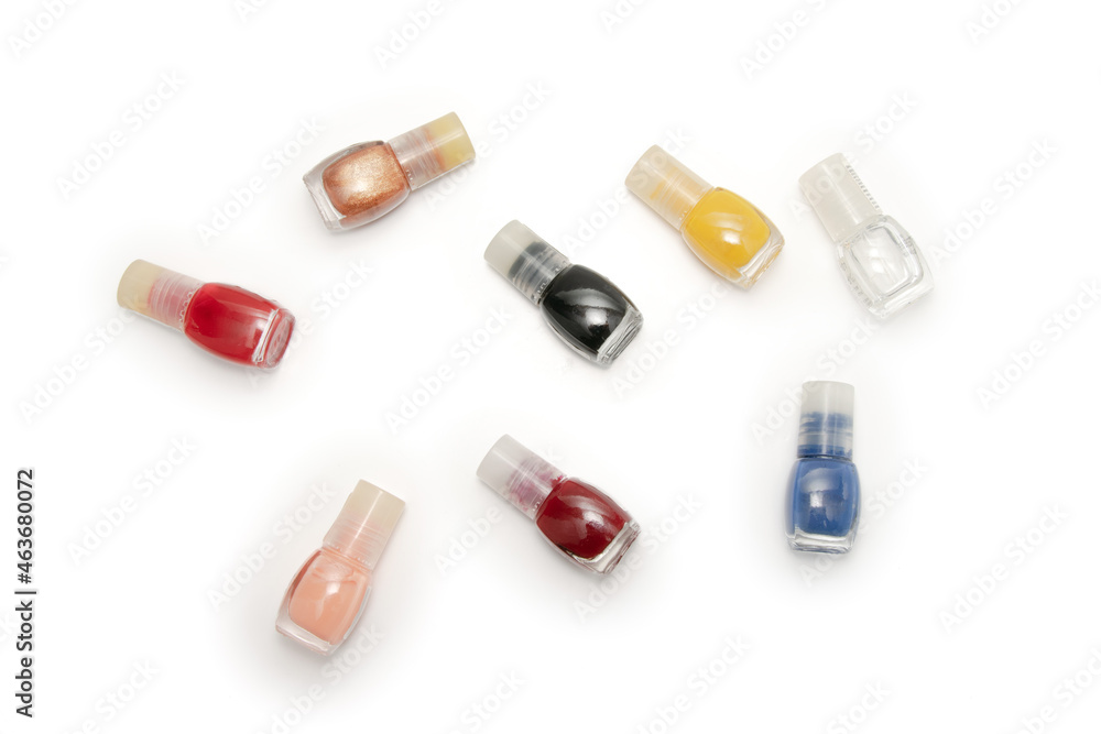 multi-colored nail polishes isolated multi-colored nail polishes isolated