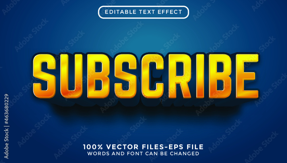 3d subcribe text. editable text effect premium vectors