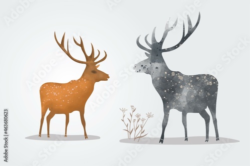 Fototapeta Naklejka Na Ścianę i Meble -  watercolor deer illustration of, isolated hand drawing of the forest animal