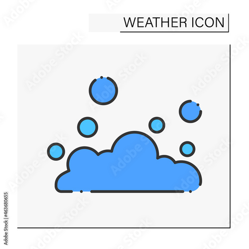 Dust storm color icon. Wind raises dust in the desert. Bad weather for walking. Windy forecast. Weather concept. Isolated vector illustration