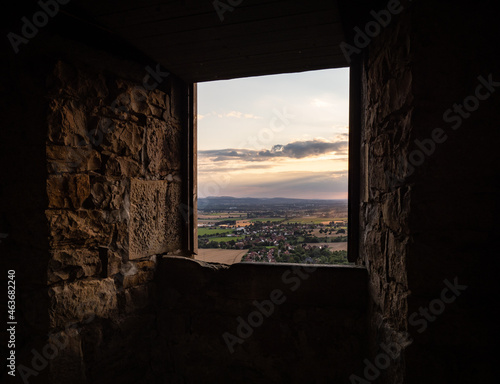 landscape from window of castle  Schaumburg in Germany photo