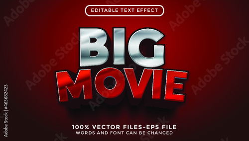 3d big movie text. editable text effect premium vectors
