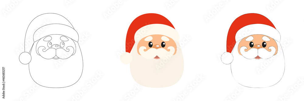 Santa Claus in a hat. Christmas set of illustrations. Santa Claus in a hat. Christmas set of illustrations.