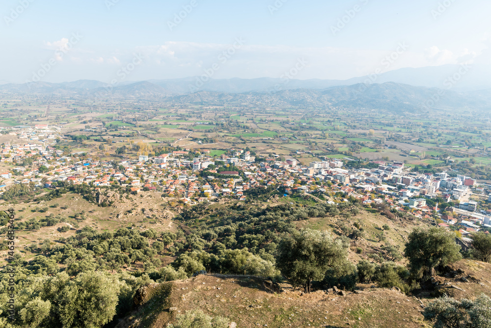 View over Karpuzlu township in Aydin province of Turkey.