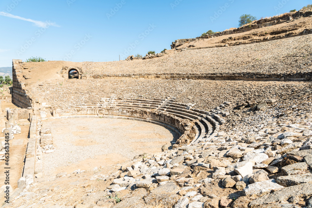 Ruined theatre of Alabanda ancient city in Aydin province of Turkey.