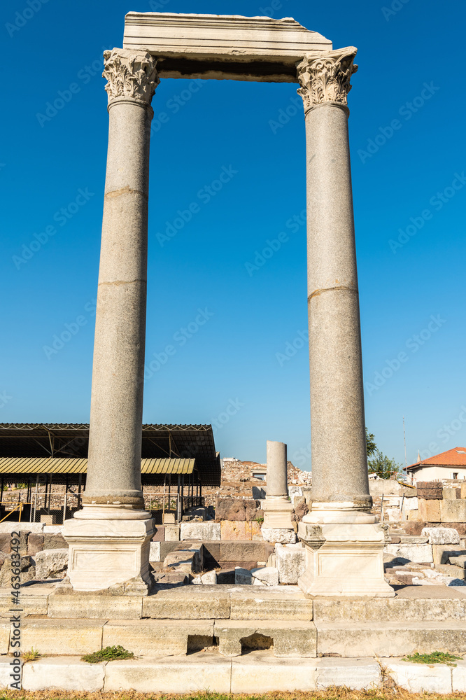 Corinthian columns at the ancient Agora site in Izmir, Turkey.