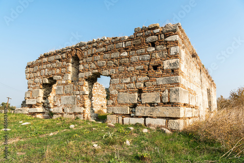 Ruins of the Mosque of Cerkez (Circassian) Musa in Magnesia on the Maeander ancient site in Aydin province of Turkey. photo