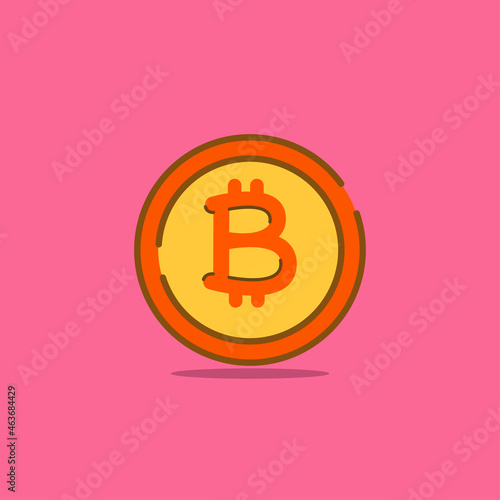 Bitcoin flat design. Digital or virtual coin. Vector illustration eps10