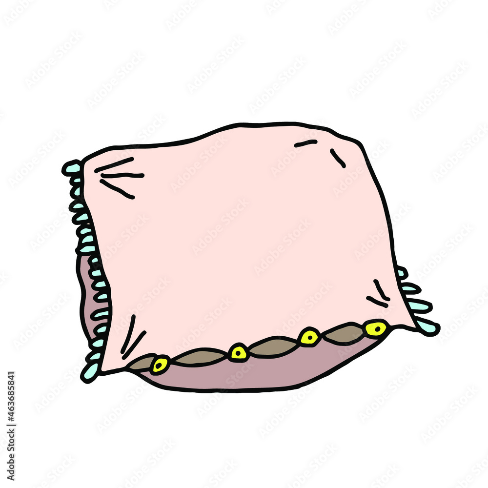 Plump pillow hand-drawn vector sketch illustration. Home design interior clip art