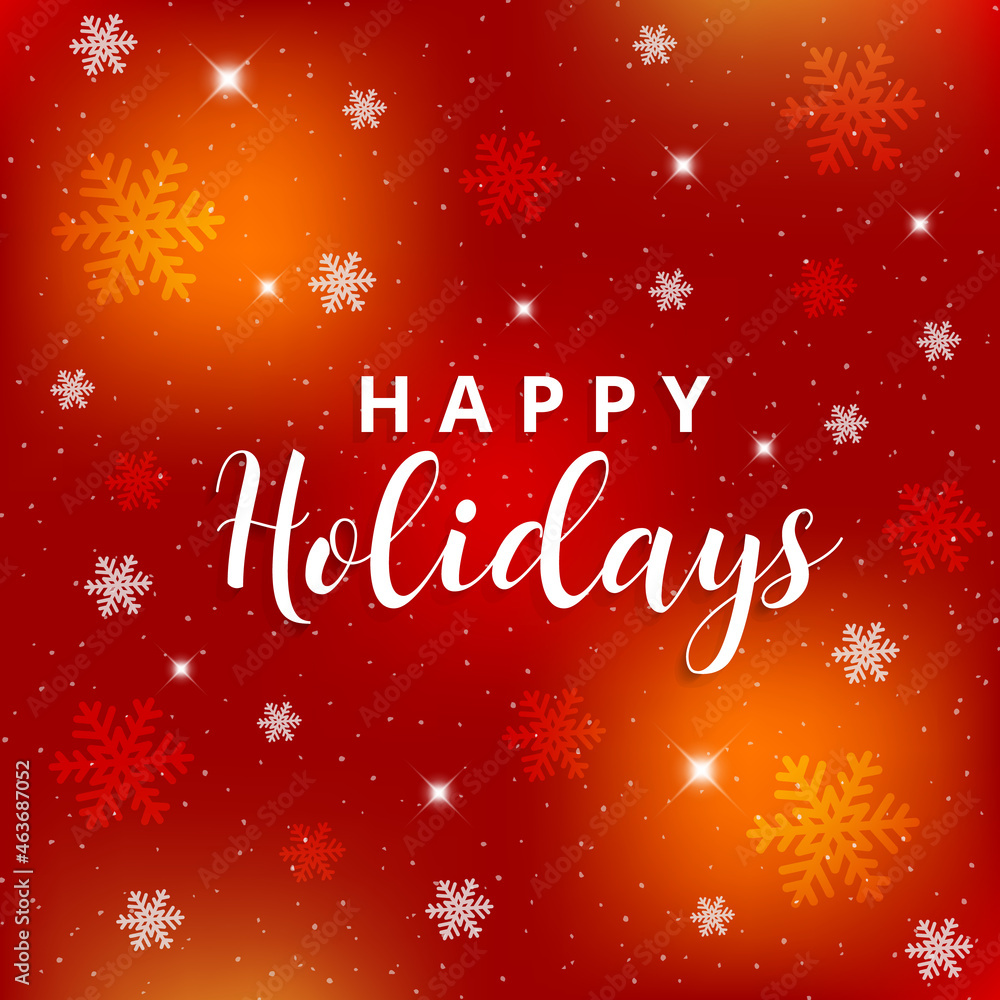 Happy Holidays greetings card. Christmas red background.