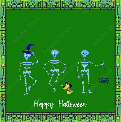 Three skeletons in funny poses