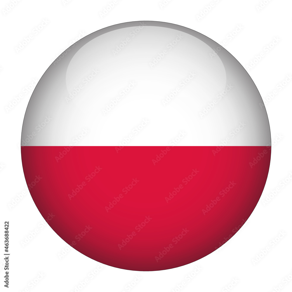 Poland 3D Rounded Country Flag button Icon Poland 3D Rounded Country Flag button Icon