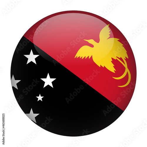 Papua New Guinea 3D Rounded Country Flag button Icon