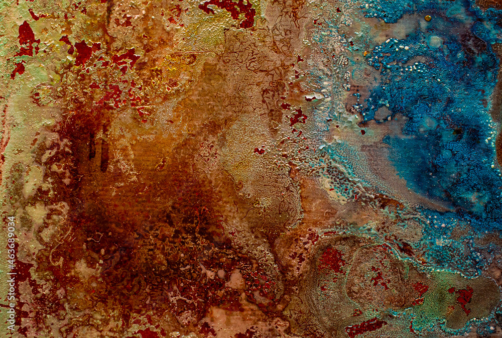 oxidized copper, abstract artistic background oxidized copper, abstract artistic background