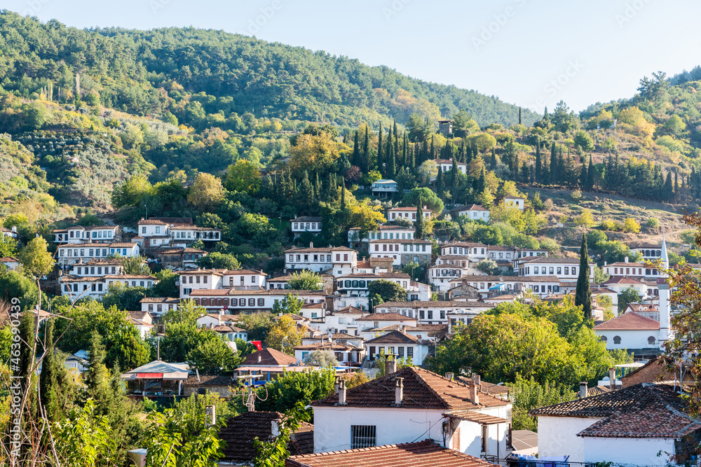 View over Sirince mountain village in Izmir province of Turkey.