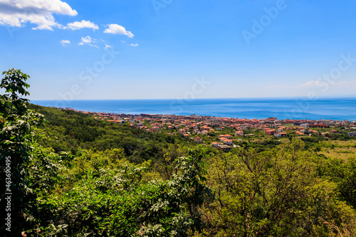 Aerial view of Sveti Vlas resort and the Black Sea in Bulgaria