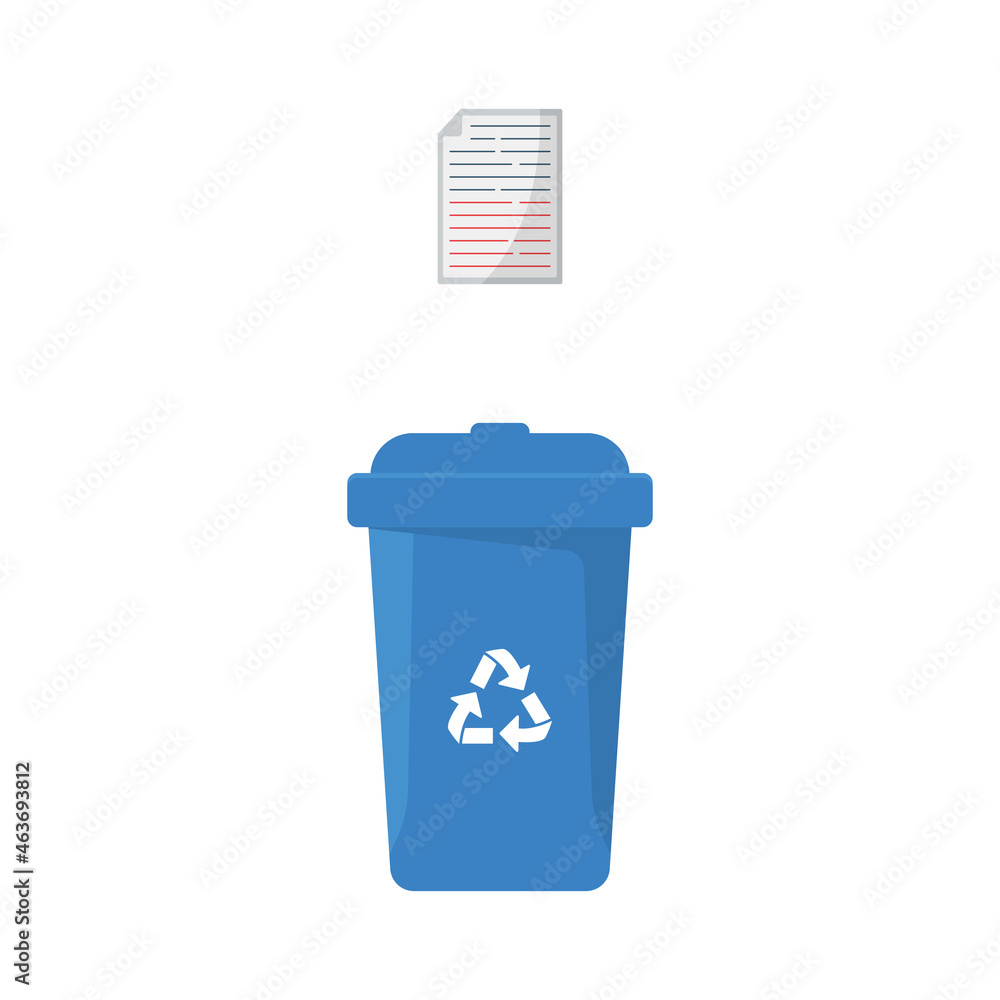 Dustbin Container or Recycle Bin for Paper and Cardboard. Plastic Bin for Trash Separation on White Background. Isolated Vector Illustration Dustbin Container or Recycle Bin for Paper and Cardboard. Plastic Bin for Trash Separation on White Background. Isolated Vector Illustration