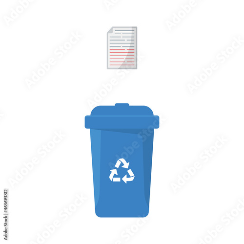 Dustbin Container or Recycle Bin for Paper and Cardboard. Plastic Bin for Trash Separation on White Background. Isolated Vector Illustration