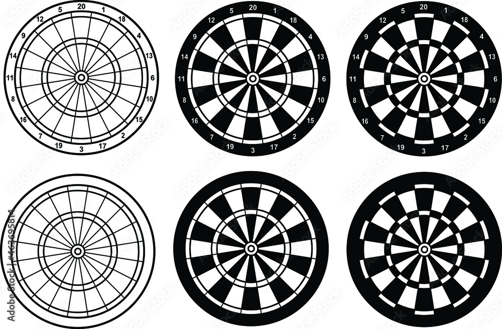 voksenalderen Fritagelse moden Dartboard Game Clipart Set - Blank and With Point Numbers Stock Vector |  Adobe Stock