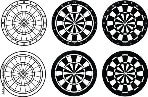 Dartboard Game Clipart Set - Blank and With Point Numbers photo