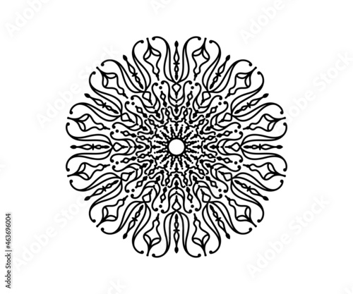 Single round mandala, on a colorless or transparent background, great for design materials, wedding invitations, wall hangings, fabric prints