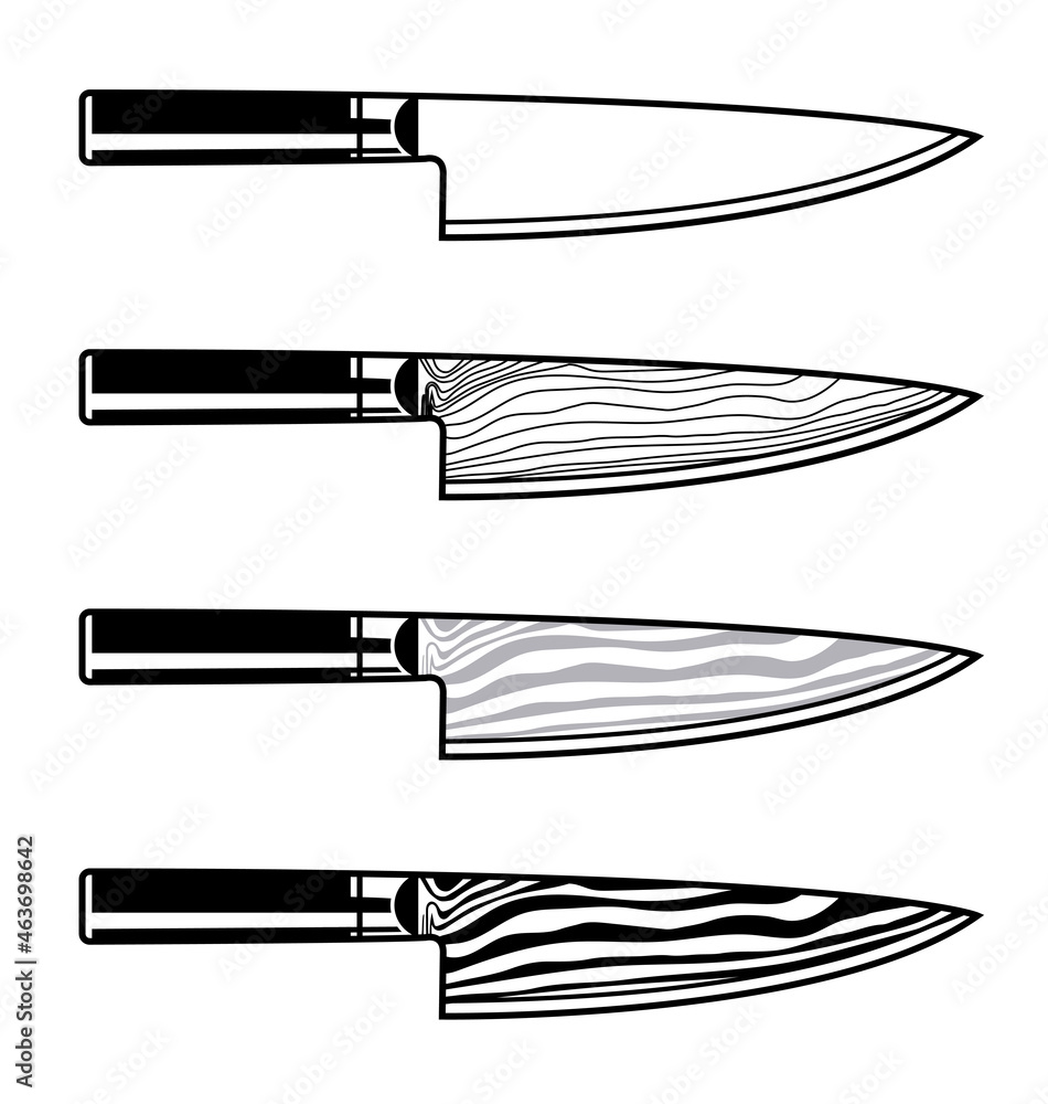 chefs knife outline set damascus steel chefs knife outline set damascus steel
