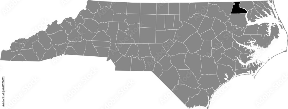 Black highlighted location map of the Hertford County inside gray administrative map of the Federal State of North Carolina, USA Black highlighted location map of the Hertford County inside gray administrative map of the Federal State of North Carolina, USA