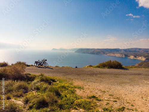 Bicycles on coast, Cabo de Gata, Spain