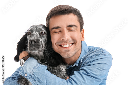 Happy young man with cute d...