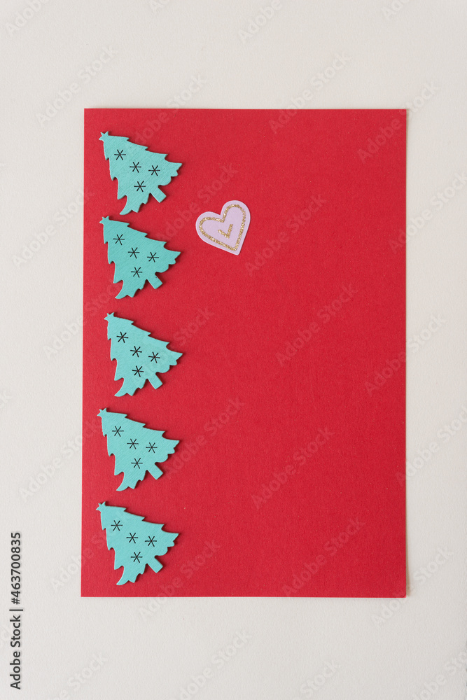 christmas decorative set - christmas trees and a pink heart christmas decorative set - christmas trees and a pink heart