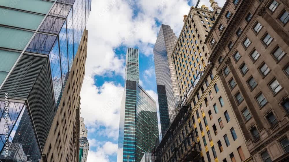 Looking up at New York City Skyline Timelapse, 432 Park Avenue 