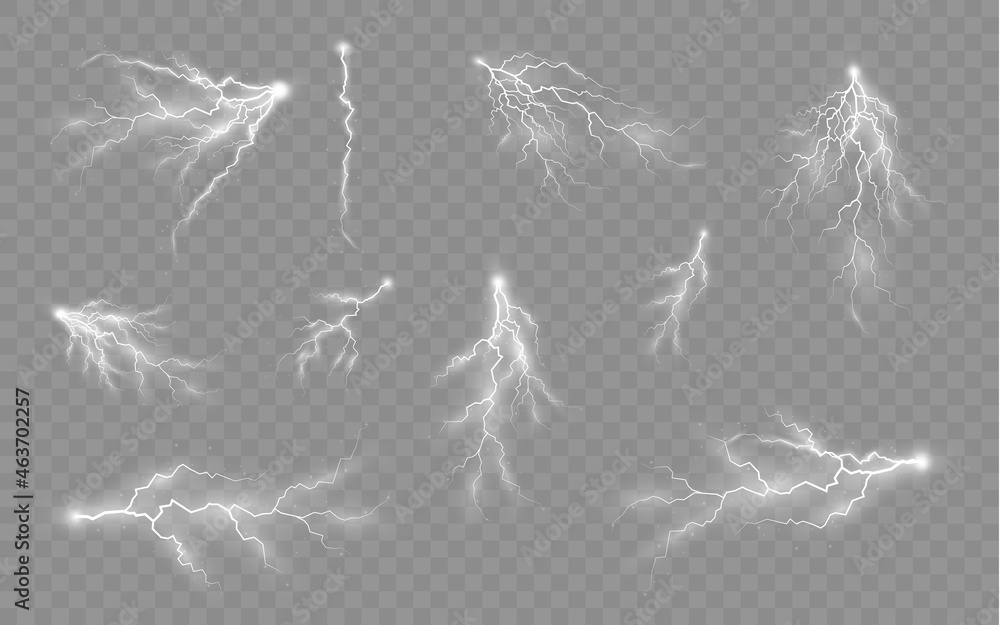Set of zippers, thunderstorm and effect lightning. Set of zippers, thunderstorm and effect lightning.