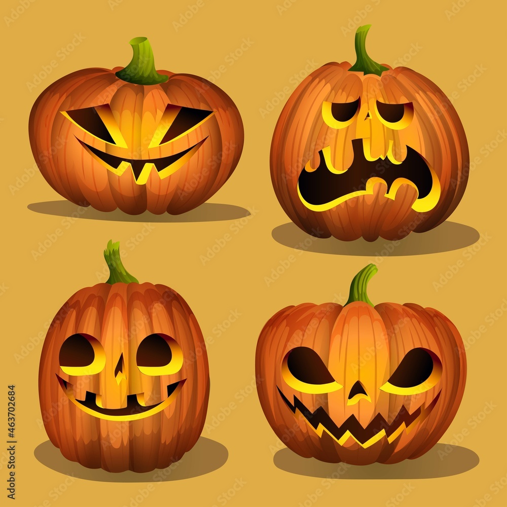 realistic halloween pumpkins collection vector design illustration realistic halloween pumpkins collection vector design illustration
