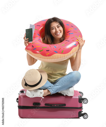 Young woman with inflatable...