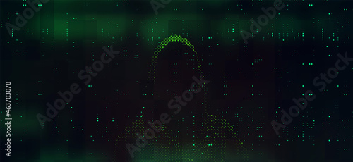Computer hacker on abstract binary code background. Hacking concept