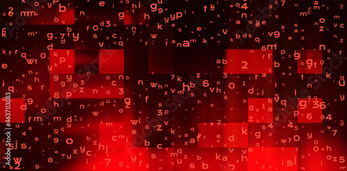 Abstract Technology Binary Code Dark Red Background. Cyber Attack, Ransomware, Malware, Scareware Concept