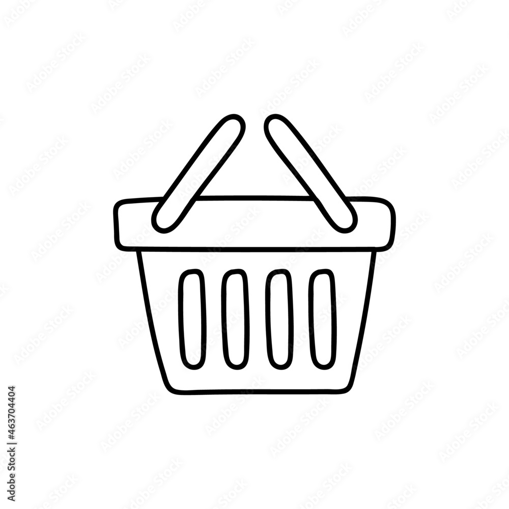 ecommerce Basket shopping icon in flat black line style, isolated on white background ecommerce Basket shopping icon in flat black line style, isolated on white background