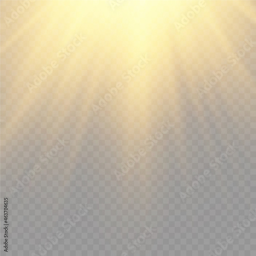 Sunlight with bright explosion, flare sun rays.