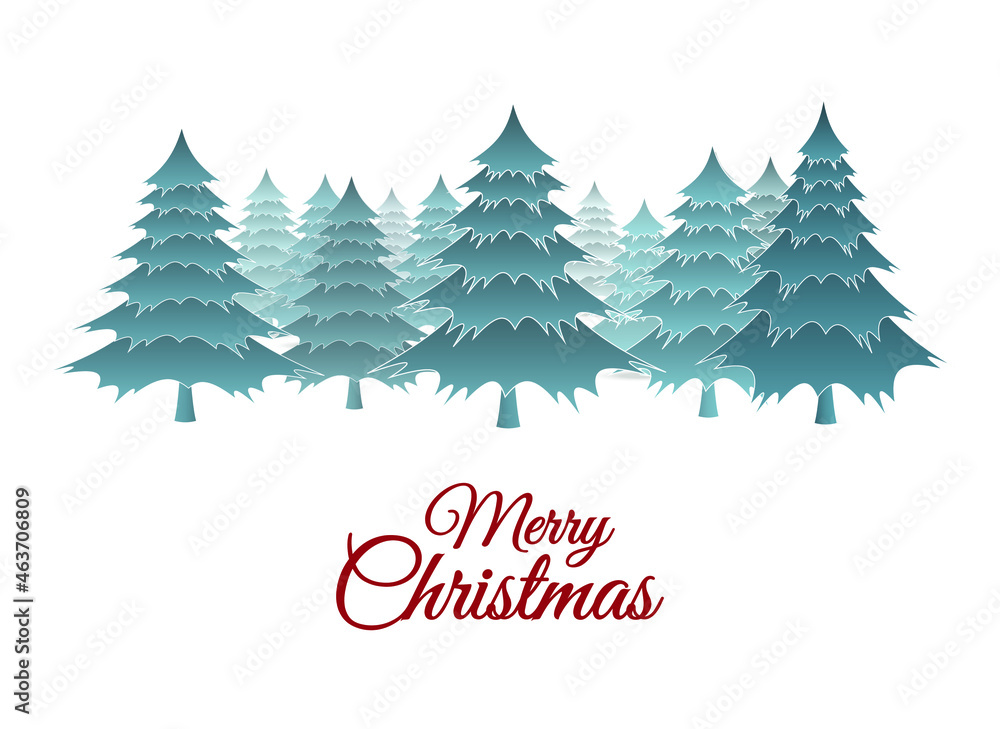 Merry Christmas greeting card.Christmas trees on white background Merry Christmas greeting card.Christmas trees on white background