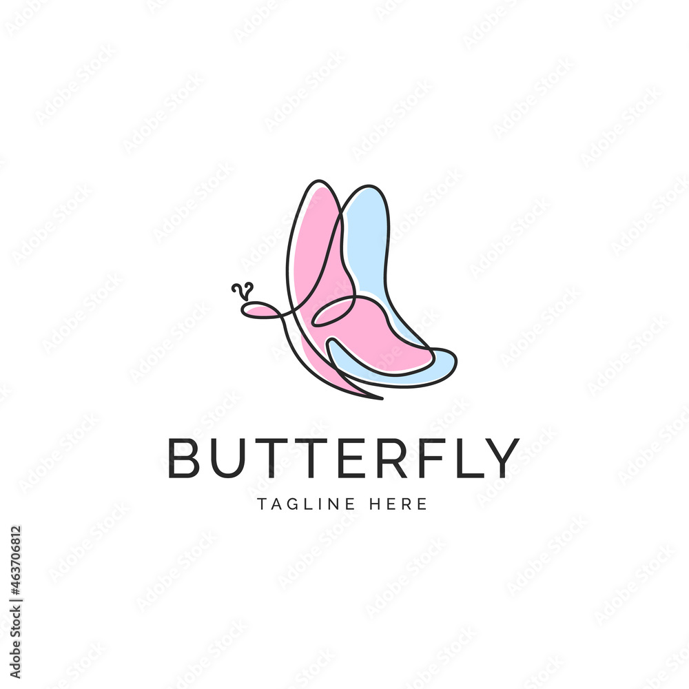 butterfly logo one line monoline design template butterfly logo one line monoline design template