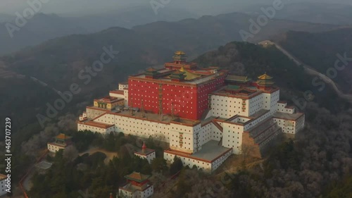 Aerial view of The Putuo Zongcheng Buddhist Temple, one of the Eight Outer Temples of Chengde, built between 1767 and 1771 and modeled after the Potala Palace of Tibet. Chengde Mountain Resort. China photo