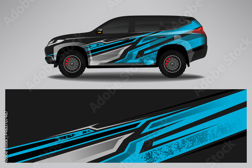 Wrap car vector design decal. Graphic abstract line racing background design for vehicle  race car  rally  adventure livery camouflage.