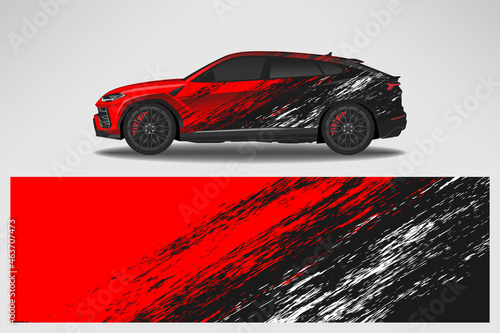 Wrap car vector design decal. Graphic abstract line racing background design for vehicle  race car  rally  adventure livery camouflage.