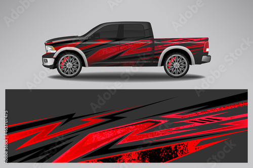 Wrap car vector design decal. Graphic abstract line racing background design for vehicle, race car, rally, adventure livery camouflage. © 21graphic