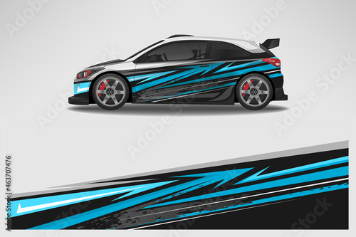 Wrap car vector design decal. Graphic abstract line racing background design for vehicle, race car, rally, adventure livery camouflage.