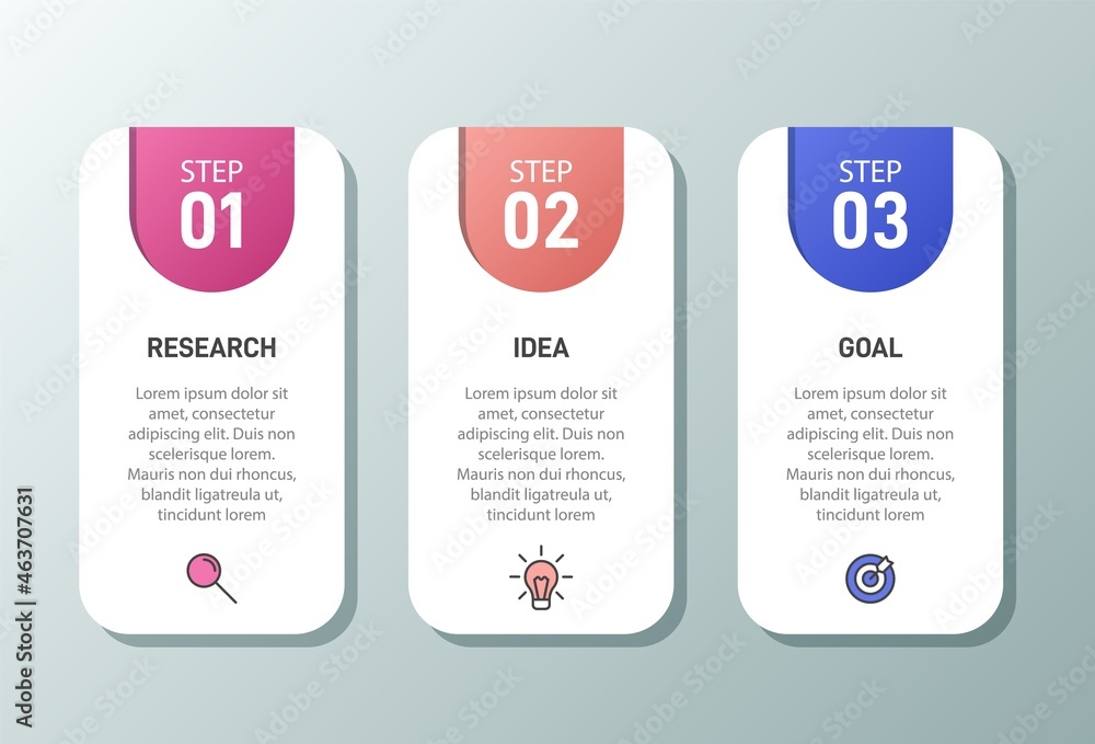 Concept of arrow business model with 3 successive steps. Three colorful graphic elements. Timeline design for brochure, presentation. Infographic design layout. Concept of arrow business model with 3 successive steps. Three colorful graphic elements. Timeline design for brochure, presentation. Infographic design layout.