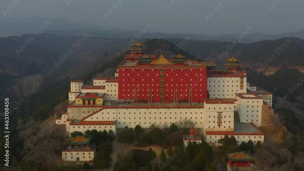 Aerial view of The Putuo Zongcheng Buddhist Temple, one of the Eight Outer Temples of Chengde, built between 1767 and 1771 and modeled after the Potala Palace of Tibet. Chengde Mountain Resort. China Aerial view of The Putuo Zongcheng Buddhist Temple, one of the Eight Outer Temples of Chengde, built between 1767 and 1771 and modeled after the Potala Palace of Tibet. Chengde Mountain Resort. China