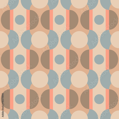 Seamless pastel 60s style pattern. Wrapping paper pattern. Template for fabric. Background for cards. Geometric textile design. Fashionable color combinations. Backdrop. Wallpapers. Tiles. Vector	
