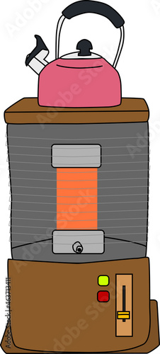 可愛い石油ストーブとお湯を沸かすヤカン
